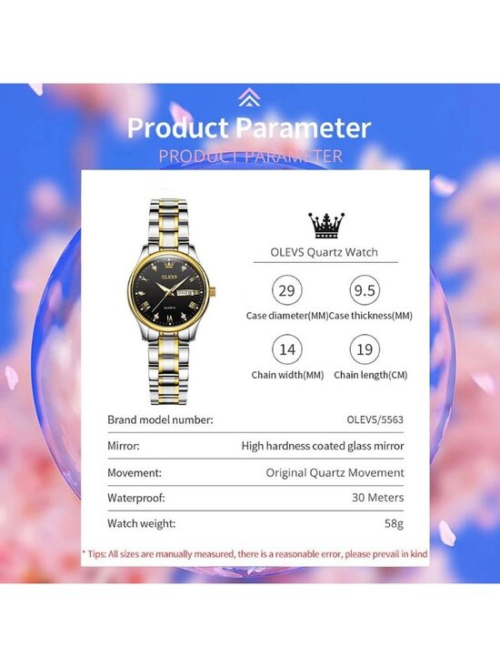 Women\'s Black Silver Stainless Steel Fashion Quartz Analog Waterproof Wristwatch